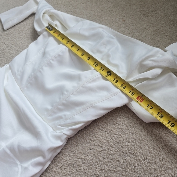 NWT PRETTY LITTLE THING BRIDAL White Long Sleeve Bardot Split Maxi Dress Size 6 - Picture 12 of 15